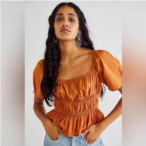 Free People Rust Peplum Blouse